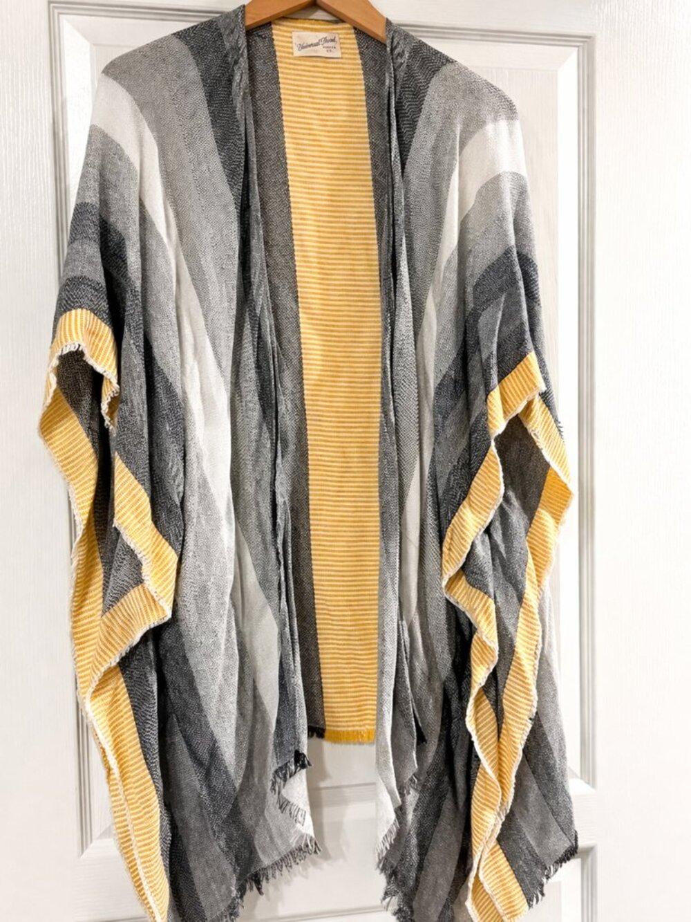 OSFM | Universal Thread Striped Gray & Yellow Kimono Wrap or Cover up